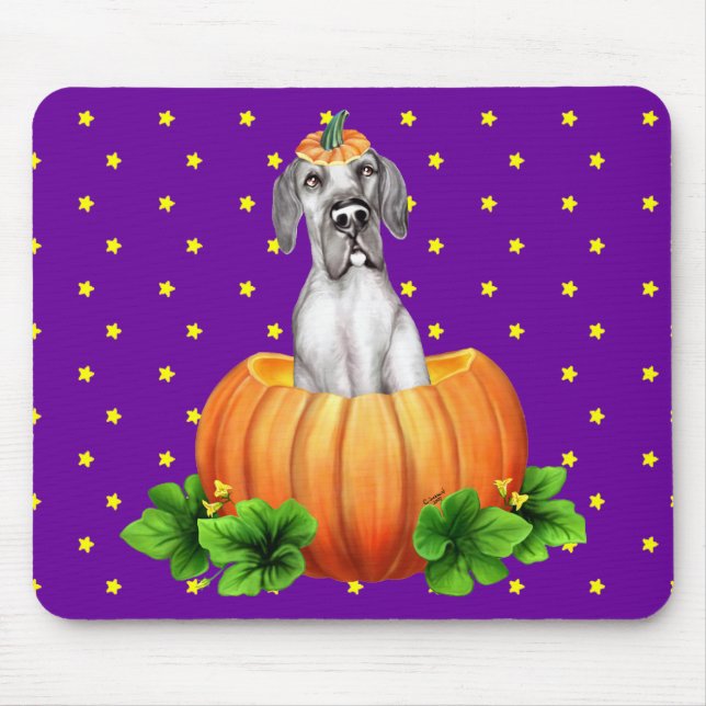 Great Dane Halloween Black UC Dane-O-Lantern Mousepad (Vorne)