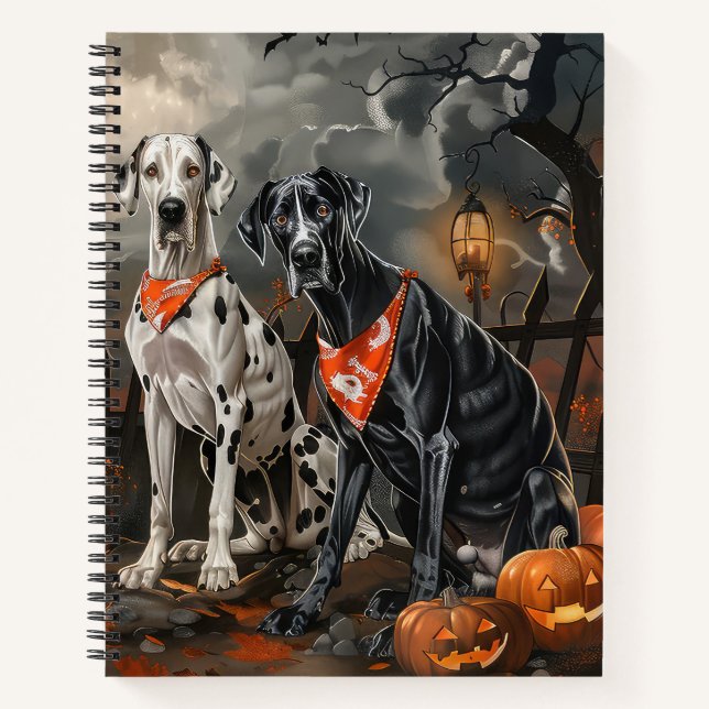 Great Dane Halloween Spooky Notizbuch (Vorderseite)