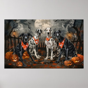 Great Dane Halloween Spooky Poster