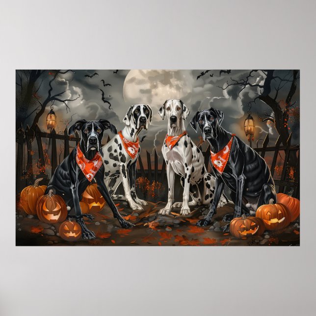 Great Dane Halloween Spooky Poster (Vorne)