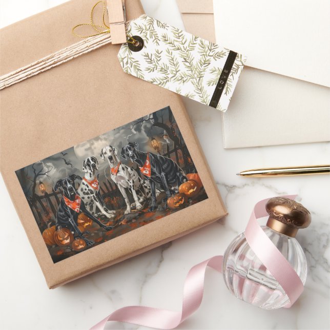 Great Dane Halloween Spooky Rechteckiger Aufkleber (Schenken)