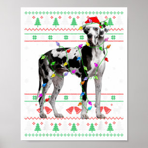 Great Dane Harlekin Hund Weihnachten Hässlicher Pu Poster