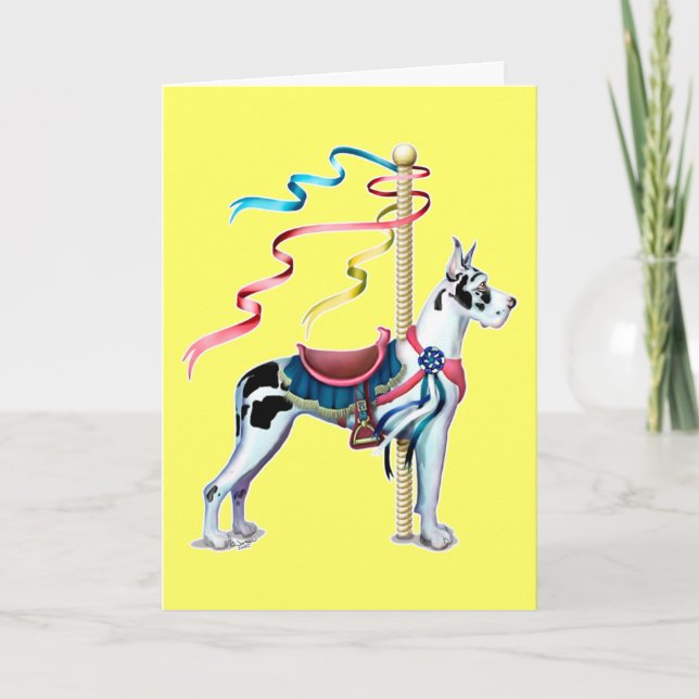 Great Dane Harlequin Carousel - Maßgeschneidert Karte (Vorderseite)