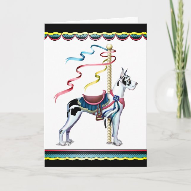 Great Dane Harlequin Carousel - Maßgeschneidert Karte (Vorderseite)