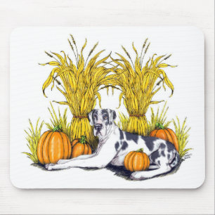 Great Dane Harlequin Harvest UC Mousepad