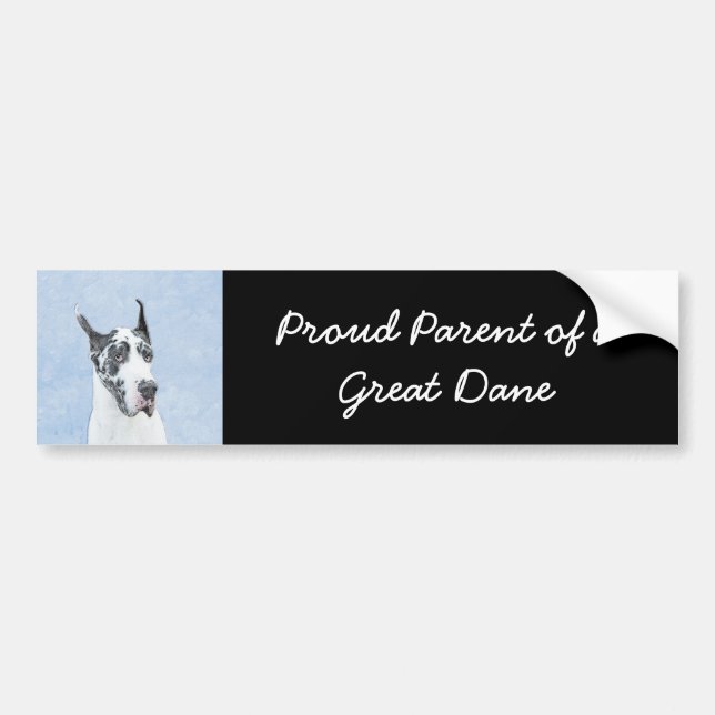 Great Dane (Harlequin) Malerei - Original Dog Art Autoaufkleber (Vorne)