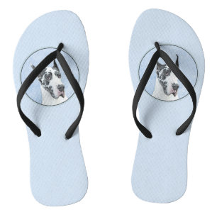 Great Dane (Harlequin) Malerei - Original Dog Art Flip Flops
