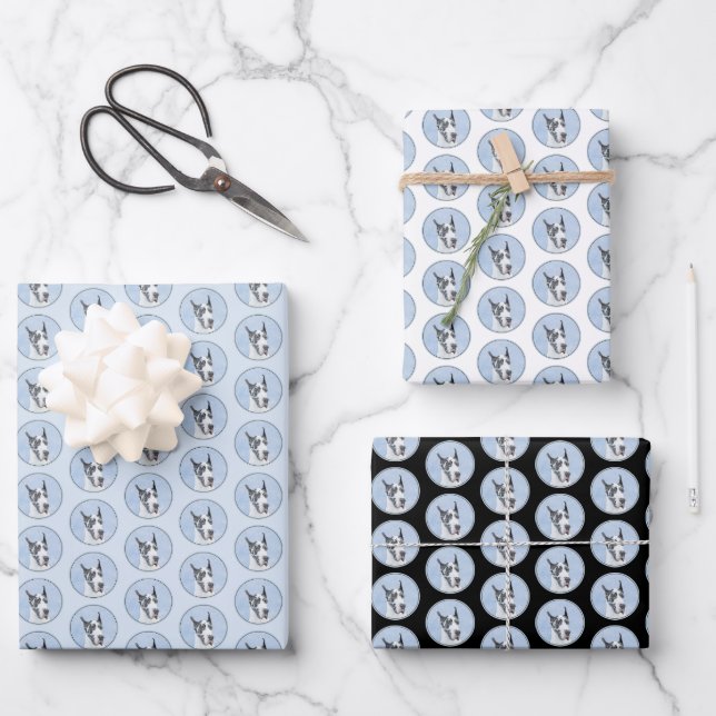 Great Dane (Harlequin) Malerei - Original Dog Art Geschenkpapier Set (Vorderseite)