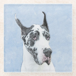 Great Dane (Harlequin) Malerei - Original Dog Art Glasuntersetzer