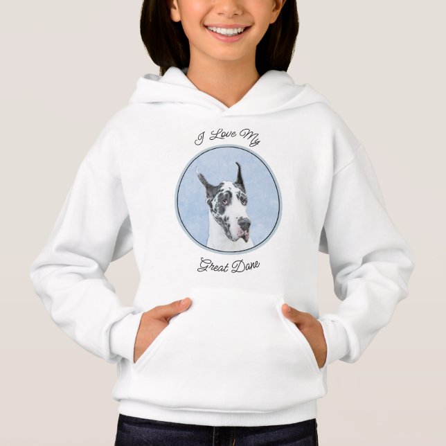 Great Dane (Harlequin) Malerei - Original Dog Art Hoodie (Vorderseite)
