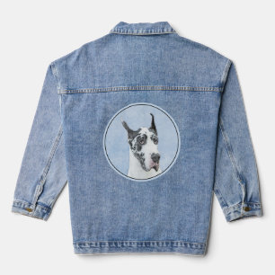Great Dane (Harlequin) Malerei - Original Dog Art Jeansjacke