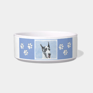 Great Dane (Harlequin) Malerei - Original Dog Art Napf