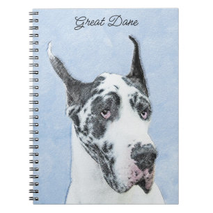 Great Dane (Harlequin) Malerei - Original Dog Art Notizblock