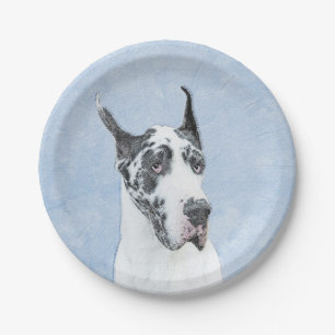 Great Dane (Harlequin) Malerei - Original Dog Art Pappteller
