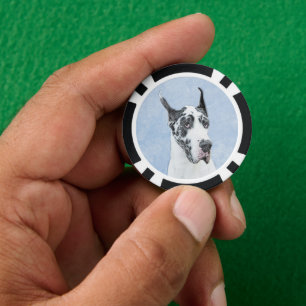 Great Dane (Harlequin) Malerei - Original Dog Art Pokerchips
