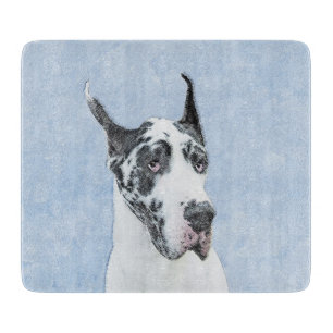 Great Dane (Harlequin) Malerei - Original Dog Art Schneidebrett