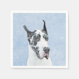 Great Dane (Harlequin) Malerei - Original Dog Art Serviette