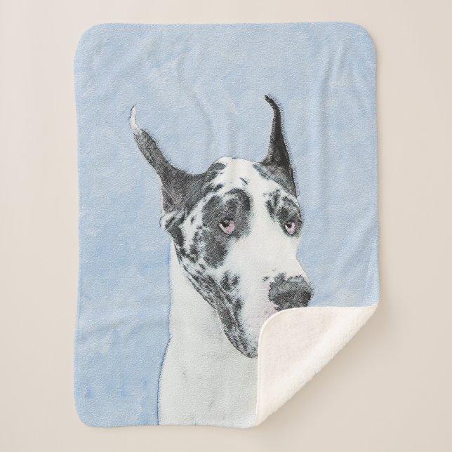 Great Dane (Harlequin) Malerei - Original Dog Art Sherpadecke (Vorderseite)