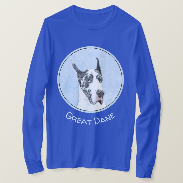 Great Dane (Harlequin) Malerei - Original Dog Art T-Shirt (Design vorne)