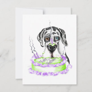 Great Dane Harlequin UC Geburtstagskuchen Einladung
