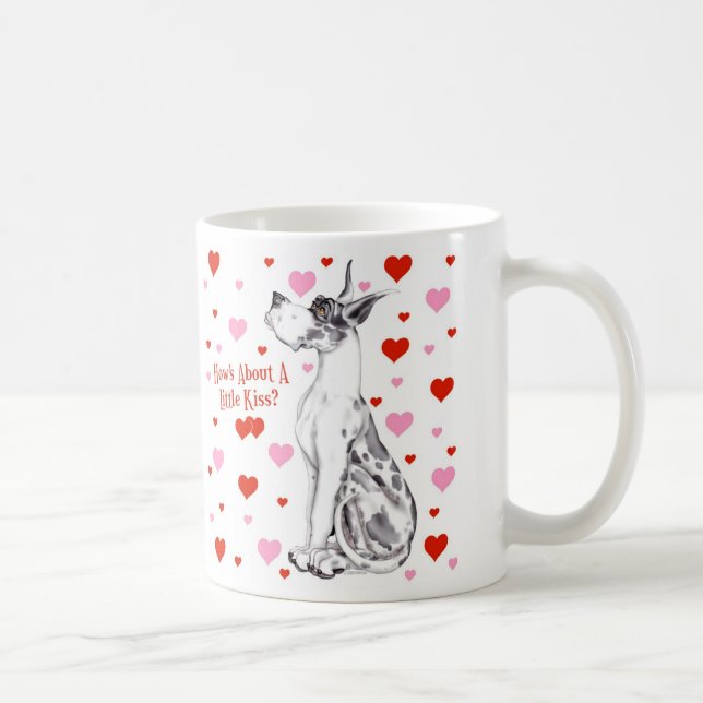 Great Dane Harlequin Valentine's Day Kiss Kaffeetasse (Rechts)