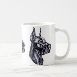 Great Dane Head Study Black Tasse