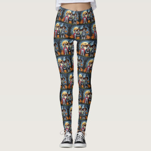 Great Dane Hogs Pumpkin Halloween Funny Leggings