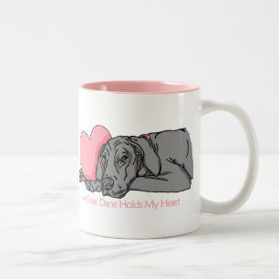 Great Dane Holds Heart Black UC Zweifarbige Tasse