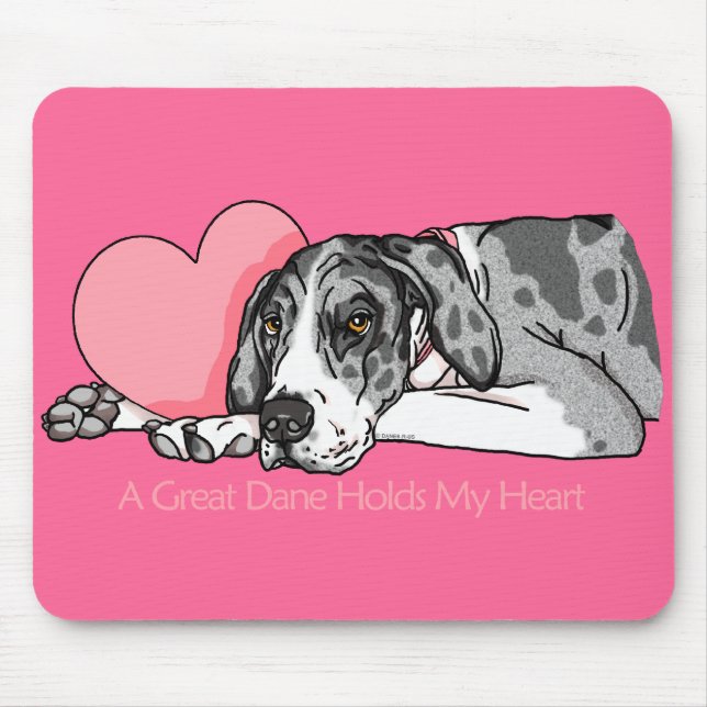 Great Dane Holds Heart MerleB UC Mousepad (Vorne)
