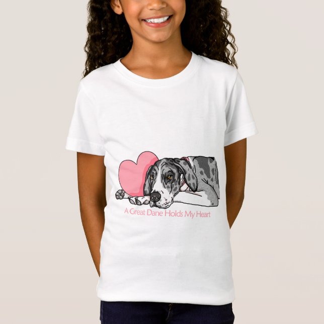 Great Dane Holds Heart MerleB UC T-Shirt (Vorderseite)