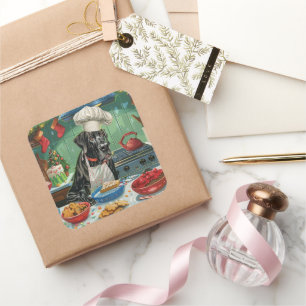 Great Dane Holiday Baking: Feierliche Weihnachten Quadratischer Aufkleber