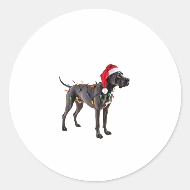 Great Dane Holiday Weihnachtslicht (4) Runder Aufkleber (Vorderseite)