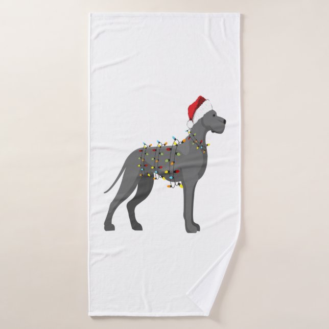 Great Dane Holiday Weihnachtslicht Badehandtuch (Badehandtuch)
