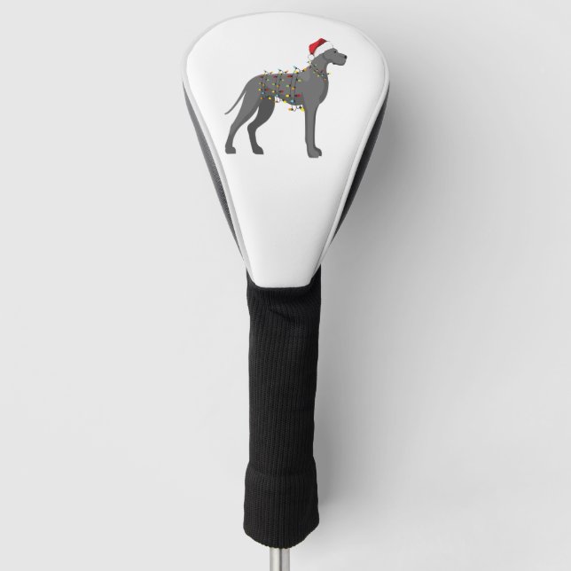 Great Dane Holiday Weihnachtslicht Golf Headcover (Vorderseite)