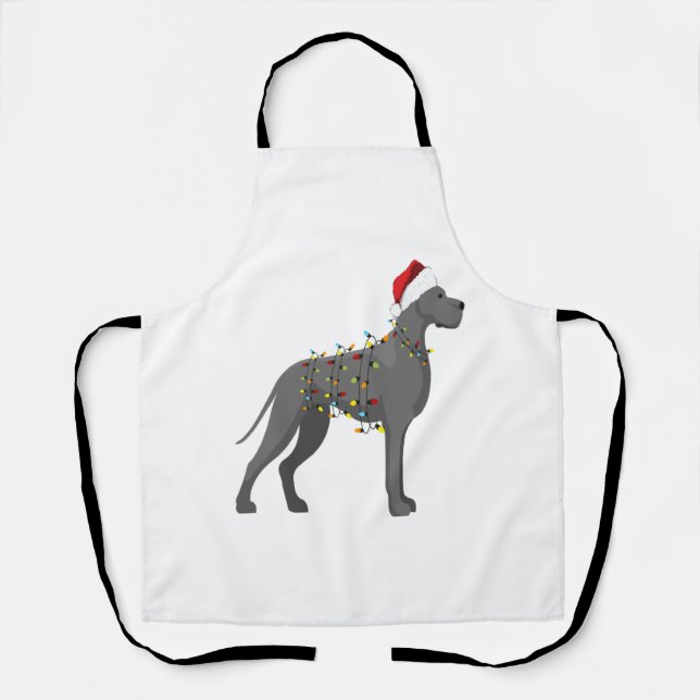 Great Dane Holiday Weihnachtslicht Schürze (Vorderseite)