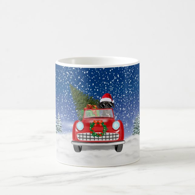 Great Dane Hund Autofahren Auto in Schnee Weihnach Kaffeetasse (Mittel)