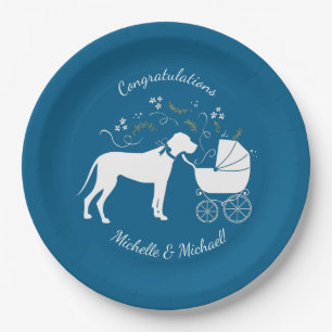 Great Dane Hund Baby Dusche Puppy Pink Girl Pappteller