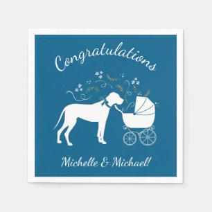 Great Dane Hund Baby Dusche Puppy Pink Girl Serviette