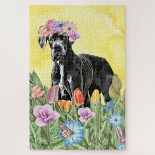 Great Dane Hund Blume Puzzle