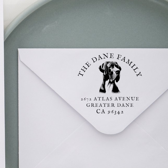 Great Dane Hund Familienname Rücksendeadresse Gummistempel (Von Creator hochgeladen)