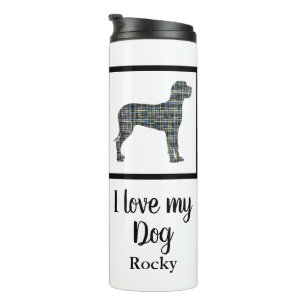 Great Dane Hund Gelb & Blau Silhouette Thermosbecher
