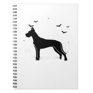 Great Dane Hund � Halloween Mond Silhouette Klassi Notizblock