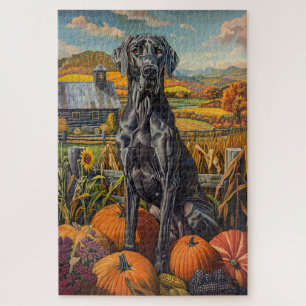 Great Dane Hund Herbst Ernte Erntedank Puzzle
