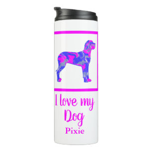 Great Dane Hund Hot Pink & Blue Silhouette Thermosbecher