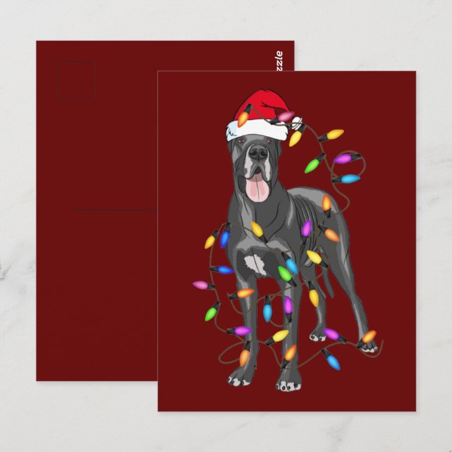 Great Dane Hund Light Decke Weihnachtslieder Liebh Postkarte (Vorne/Hinten)