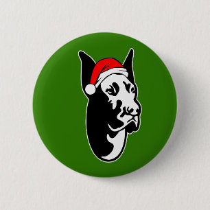 Great Dane Hund mit Weihnachten-Weihnachtsmannmütz Button