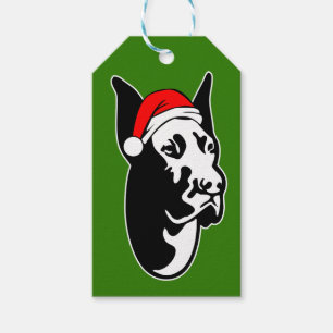 Great Dane Hund mit Weihnachten-Weihnachtsmannmütz Geschenkanhänger