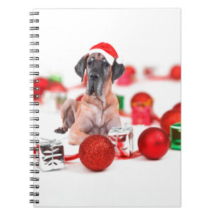 Great Dane Hund mit Weihnachtsgeschenke Notizblock