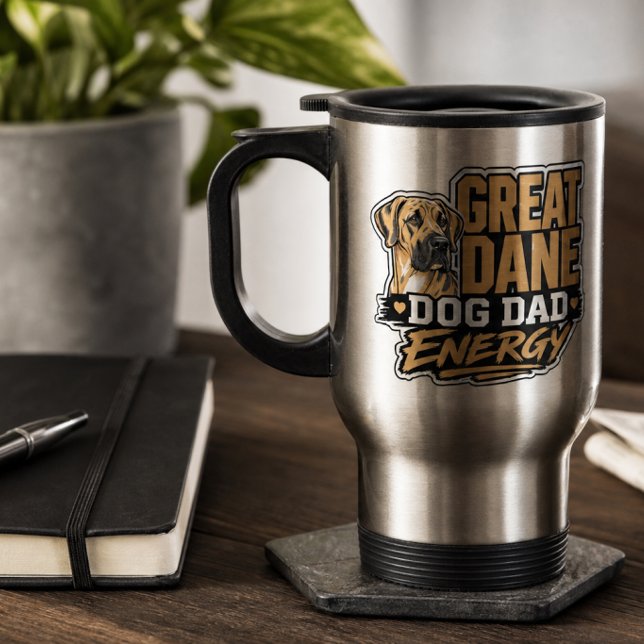 Great Dane Hund Papa Energie  Reisebecher (Great Dane Dog Dad Energy Travel Mug)