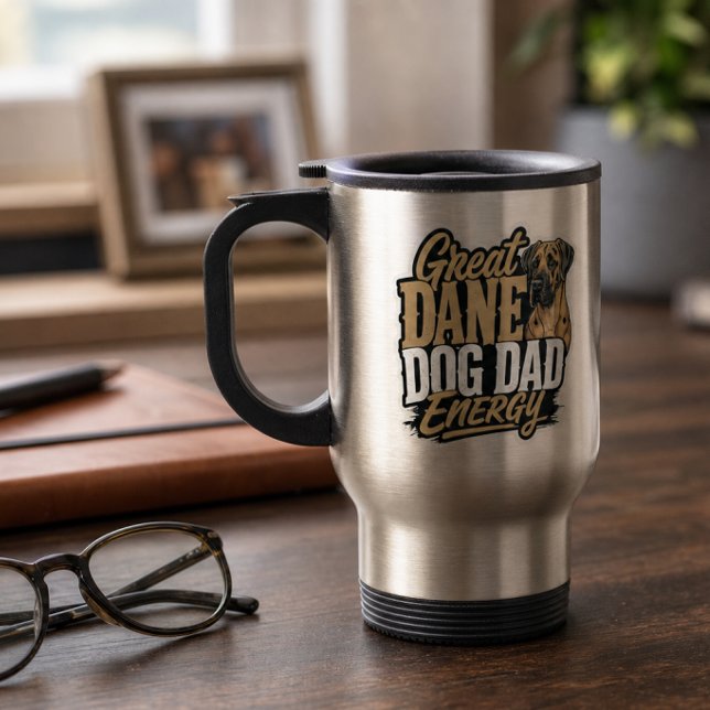Great Dane Hund Papa Energie  Reisebecher (Great Dane Dog Dad Energy Travel Mug)